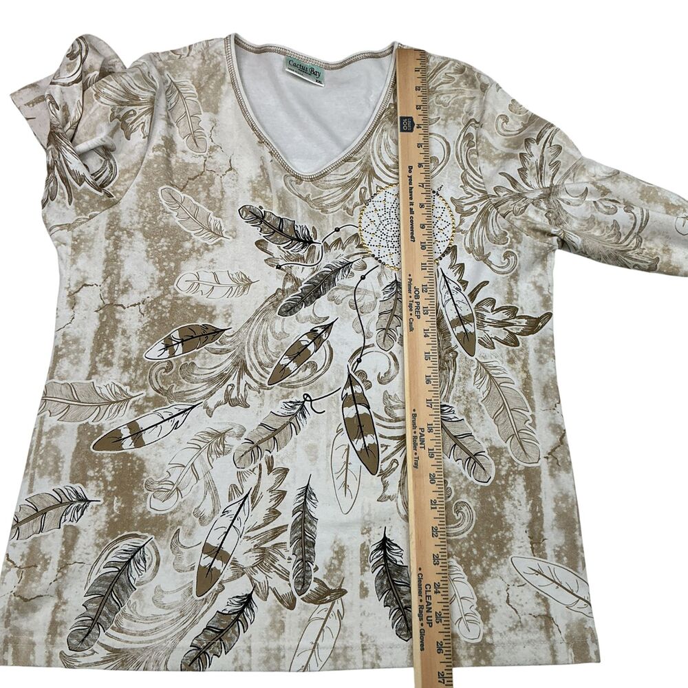 Cactus Bay T-Shirt Top XL Southwestern Native American Navajo Print Studded USA - Picture 12 of 12
